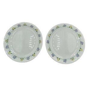 Corelle Forget Me Not Dessert Plates CORNING USA Lavender Yellow Floral Lot Of 2